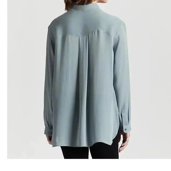 PENDLETON WOMEN'S LONG-SLEEVE SILK BUTTON-UP SHIRT NWT SIZE LARGE BLUE - Picture 2 of 15